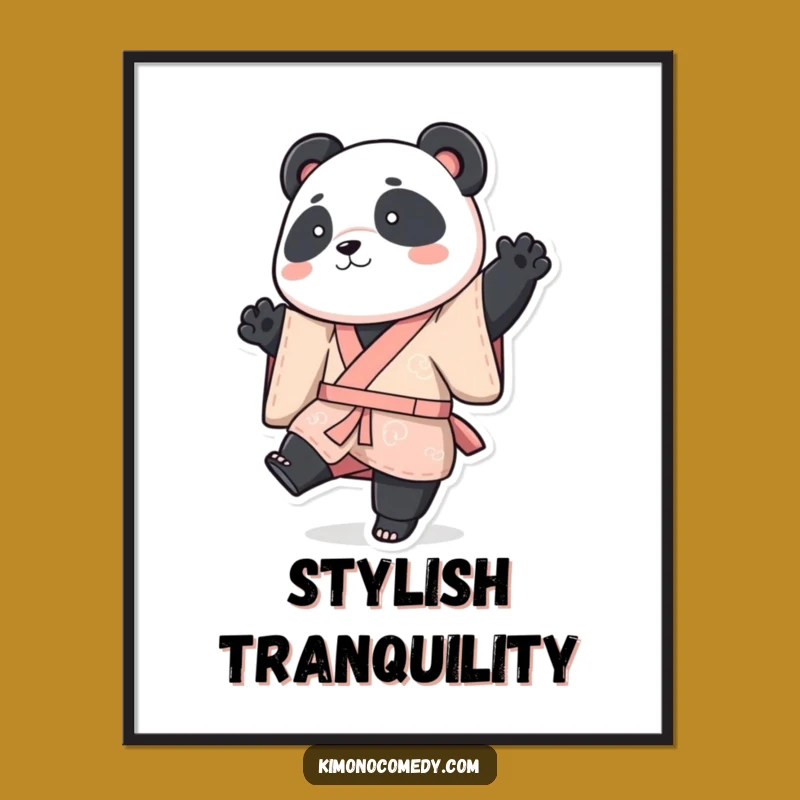 Funny Panda Kimono Digital Print: Playful Bear Art, Hilarious Wall Decor