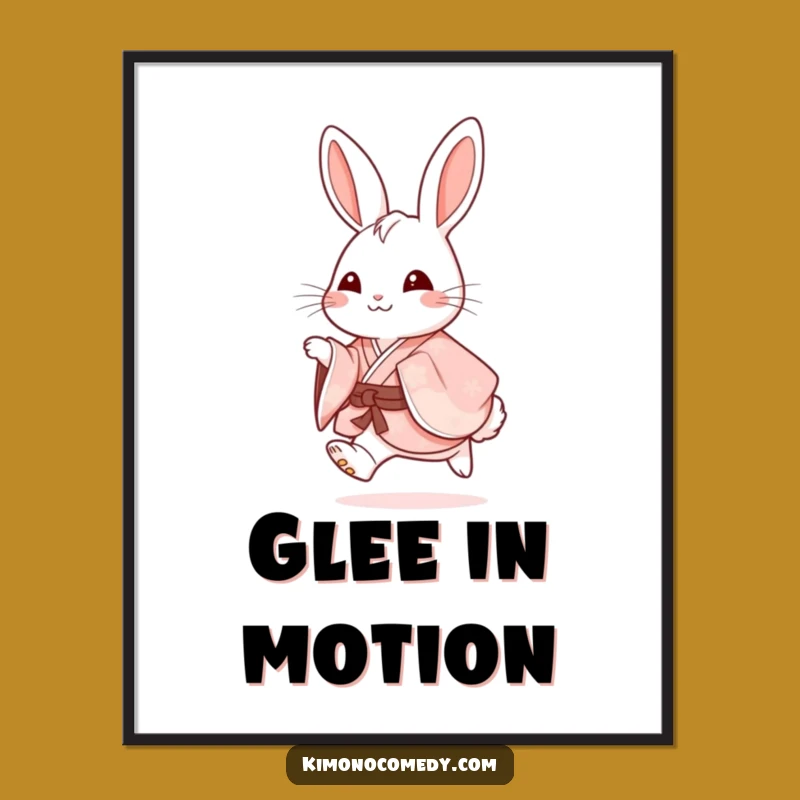 Funny Rabbit Kimono Hopping Digital Art: Instant Downloadable Joy for Your Walls