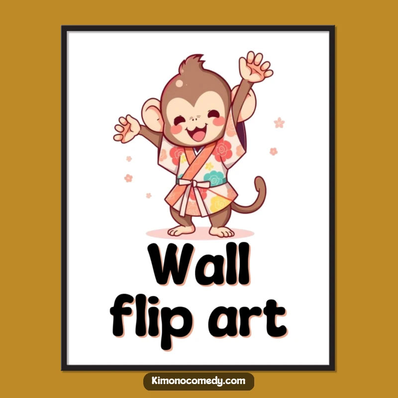 Instant Funny Kawaii Monkey Festival Flip Digital Art - Printable Joyful Gift