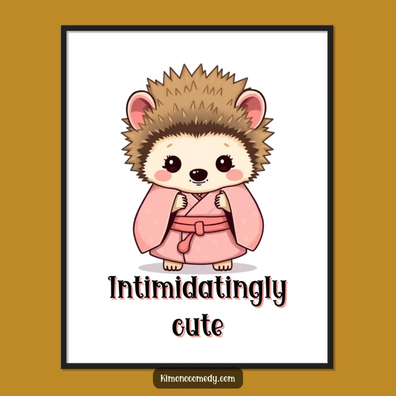 Funny Shy Hedgehog Kimono Digital Print - Instant Hilarious Wall Art for Cozy Spaces
