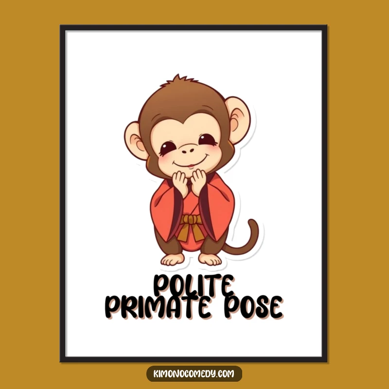 Funny Monkey Kimono Bow Digital Art: Instant Polite Decor with Humor