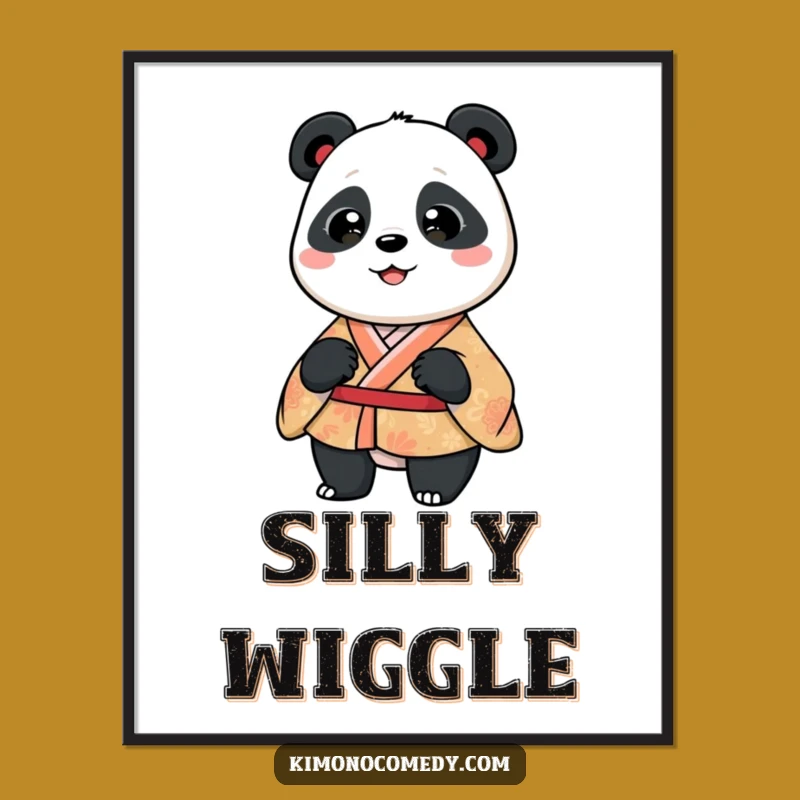 Funny Panda Kimono Digital Print, Silly Wiggle Art, Instant Gift