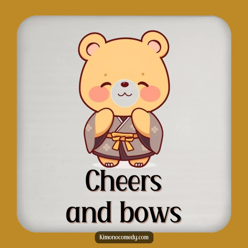 Funny Bear Kimono Coaster, Polite Drink Mat, Gentle Giant Gift