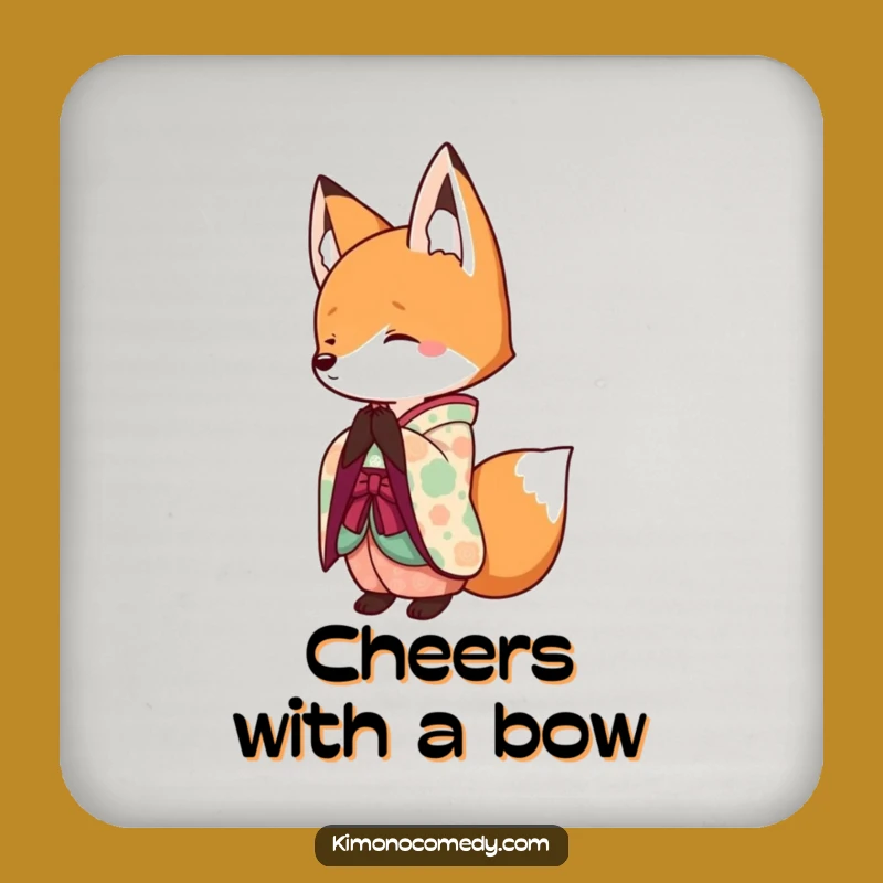 Funny Kawaii Fox Kimono Coasters: Protect Surfaces with Humor