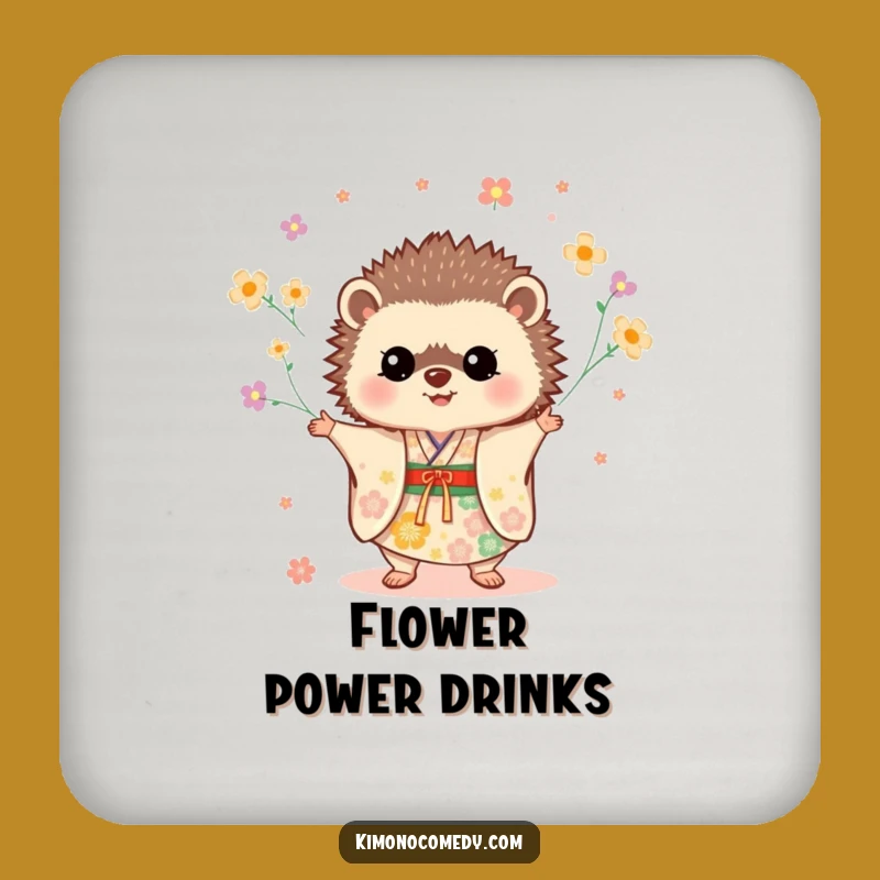 Funny Hedgehog Kimono Coasters: Festive Protection for Surfaces with Floral Art