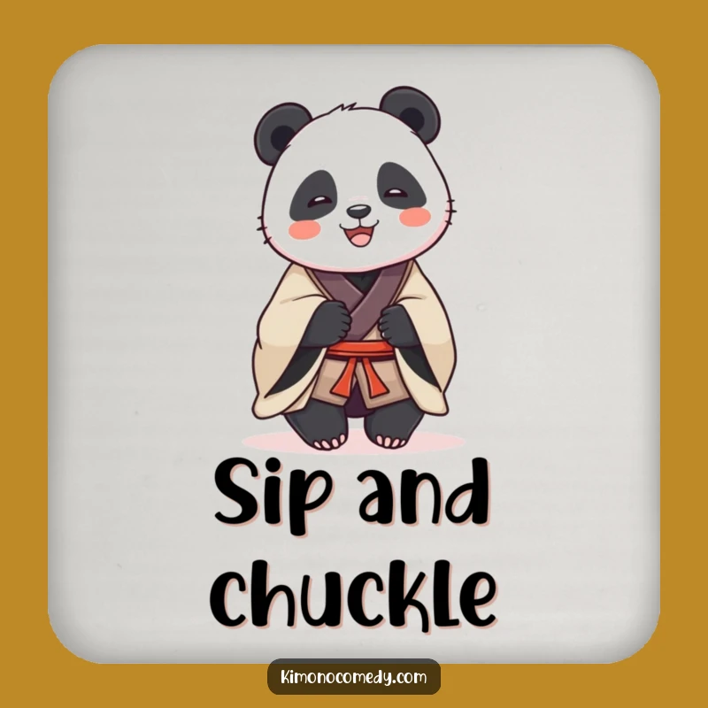 Funny Panda Kimono Coaster: Dignified Laughter Decor, Perfect Joyful Gift Set