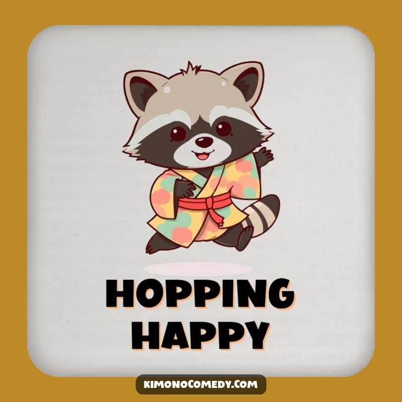Funny Raccoon Kimono Hop Coaster: Bandit Bar Accessory, Cool Funny Gift