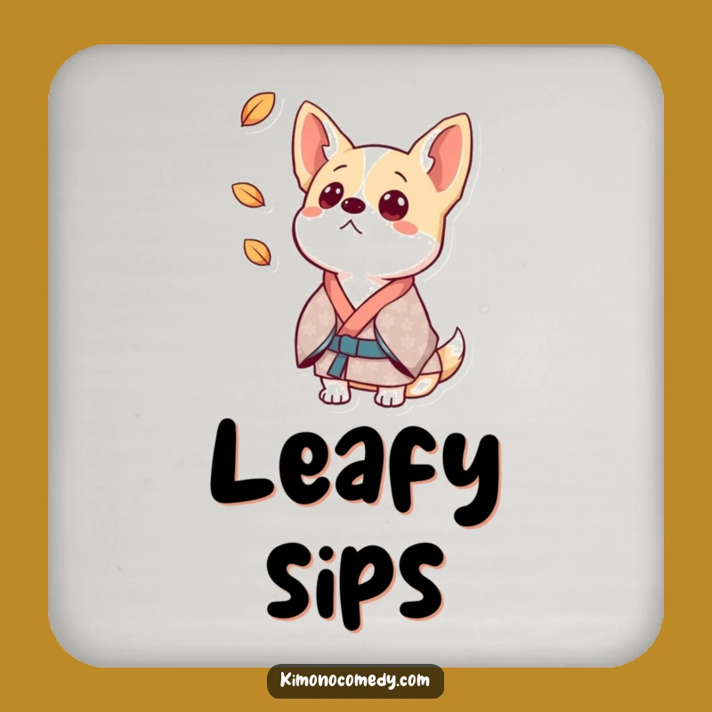 Funny Surprised Dog Kimono Coaster: Canine Bar Accessory, Cool Funny Gift