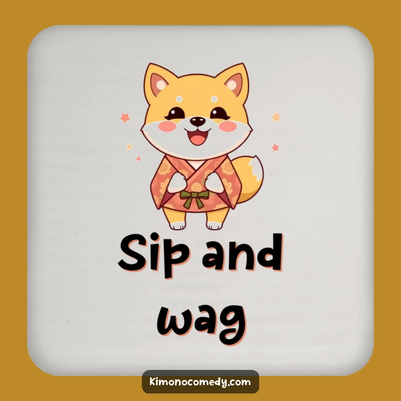 Funny Shiba Inu Kimono Coaster Set: Protect Surfaces with Happy Art, Cute Gift