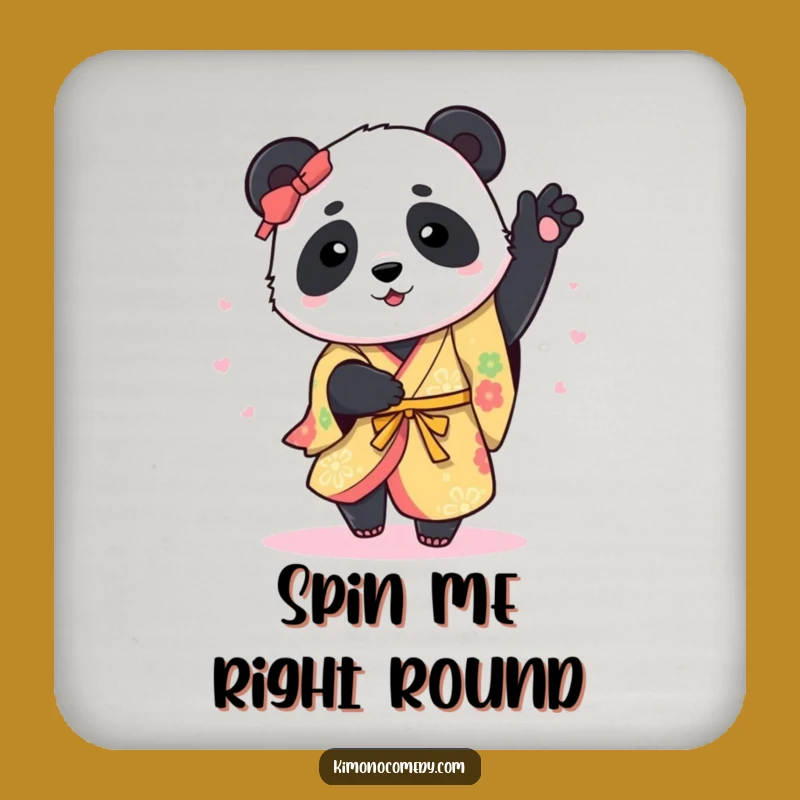 Funny Panda Kimono Coaster Set: Protect Surfaces with Playful Art and Panda Flair