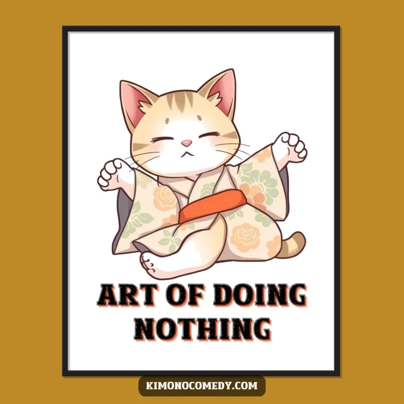 Funny Cat Kimono Art Print: Artistic Relaxation for Your Walls!