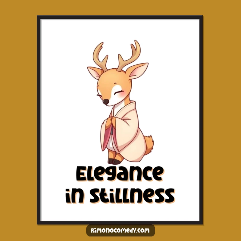 Funny Deer Kimono Bow Poster: Serene Wall Art, Perfect Gift for Tranquility