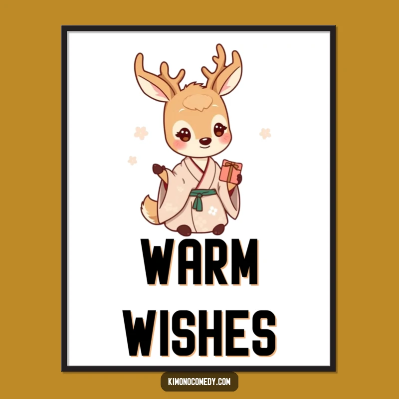 Funny Gentle Deer Kimono Poster: Kind Creature Art Print, Perfect Funny Gift