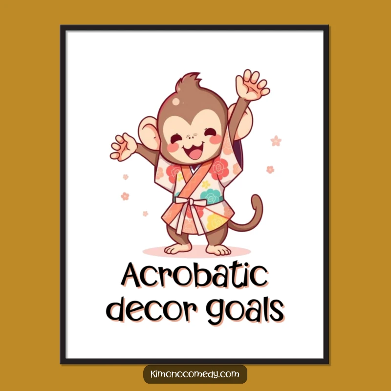 Funny Kawaii Monkey Festival Flip Poster - Vibrant Wall Art for a Cheerful Gift