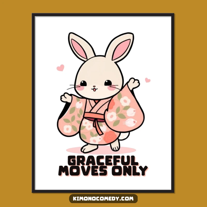 Funny Kawaii Rabbit Dance Poster - Joyful Wall Art - Funny Gift