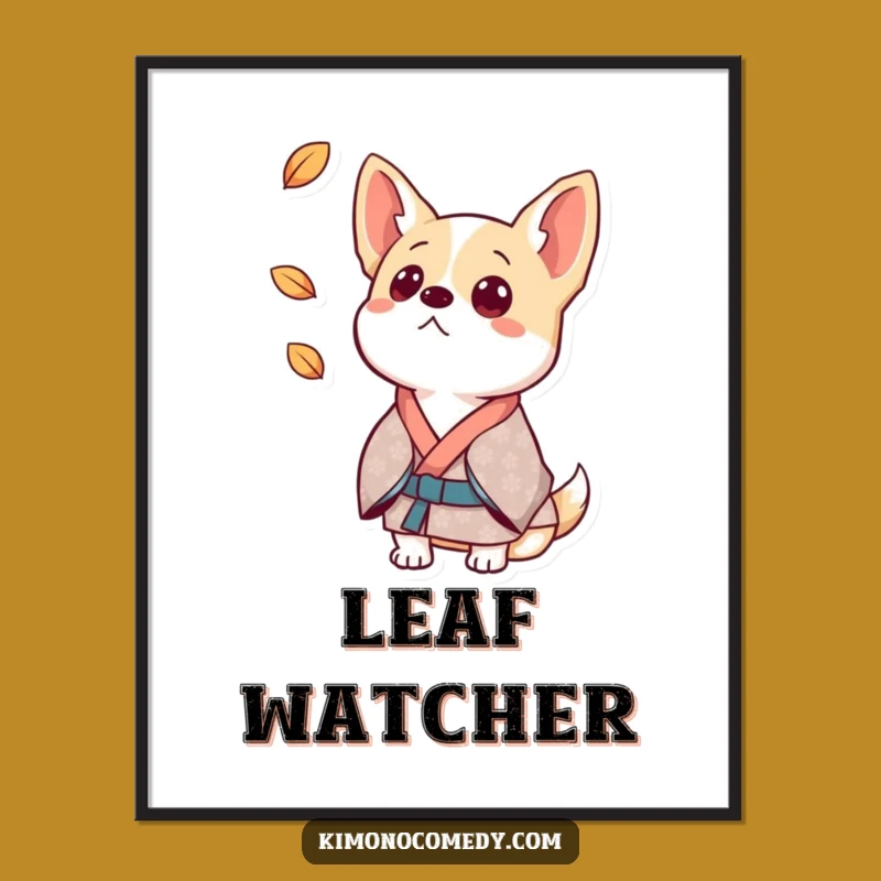 Funny Surprised Dog Kimono Poster: Alert Canine Art Print, Perfect Funny Gift