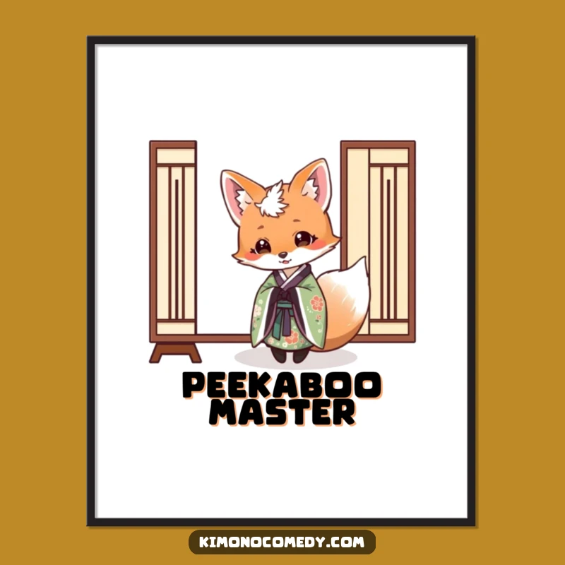 Funny Fox Kimono Screen Poster: Mysterious Wall Art with Elegant Humor