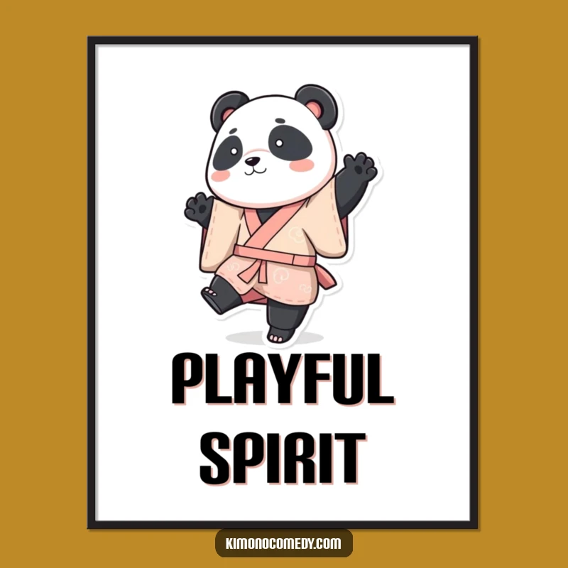 Funny Panda Kimono Poster: Playful Bear Art, Hilarious Wall Decor Gift
