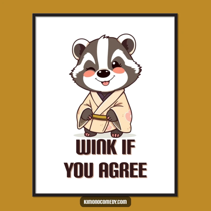 Funny Badger Kimono Poster: Cheeky and Humorous Art for a Playful Space
