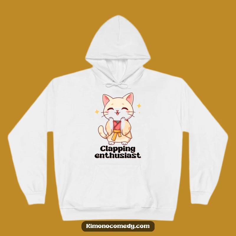 Cozy Funny Kawaii Kimono Cat Clap Hoodie - Warm & Hilarious Gift