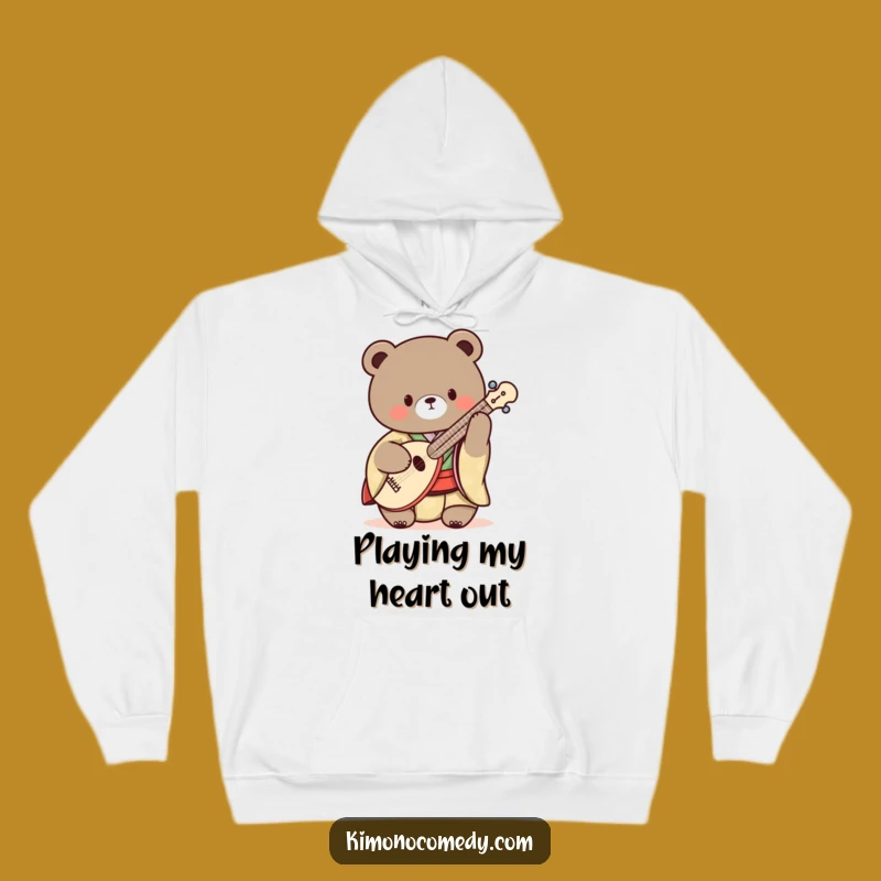 Funny Kawaii Bear Shamisen Kimono Hoodie: Cozy & Musical Gift