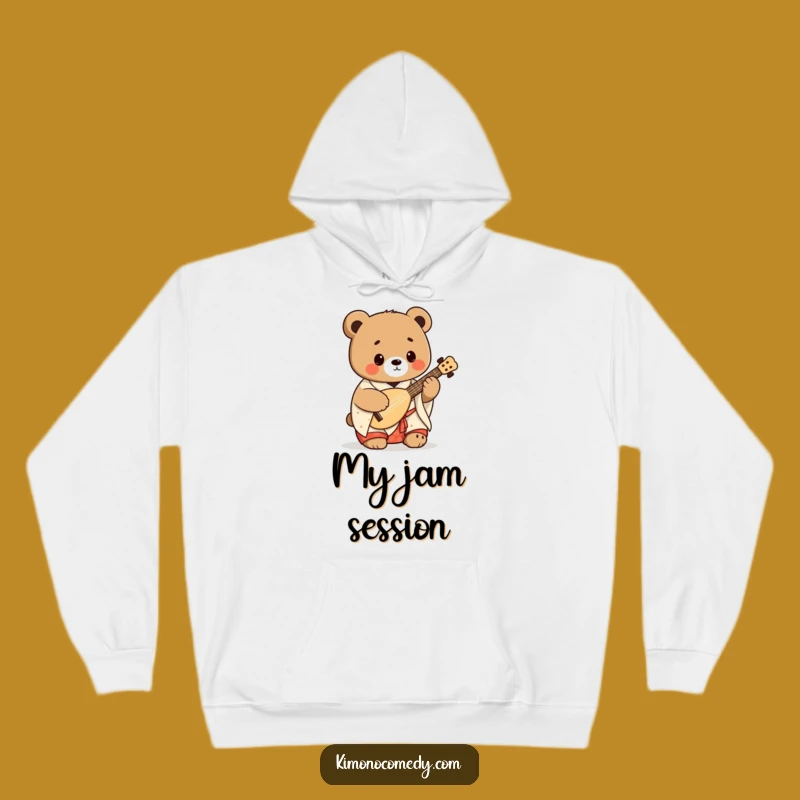 Cozy Funny Kawaii Bear Shamisen Hoodie: Gift of Warm Japanese Vibes
