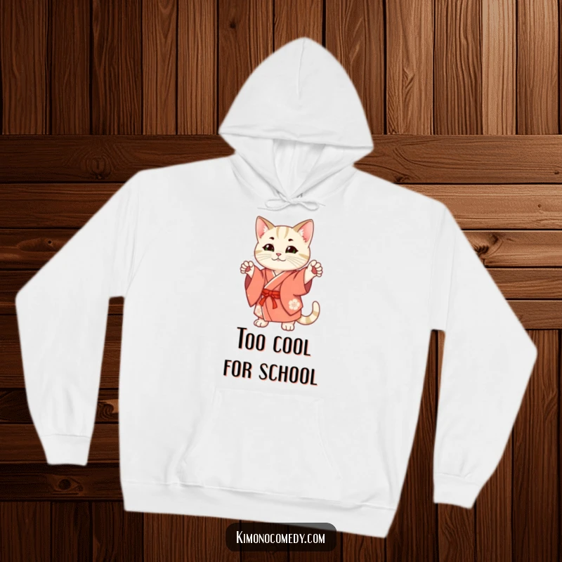 Funny Hoodie: A dapper cat in a traditional kimono strikes a confident pose, offering warmth and a touch of elegant humor.