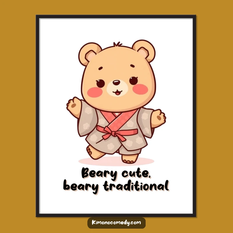 Free Printable Happy Bear Kimono Wall Art - Shuffle Joy Downloadable Decor