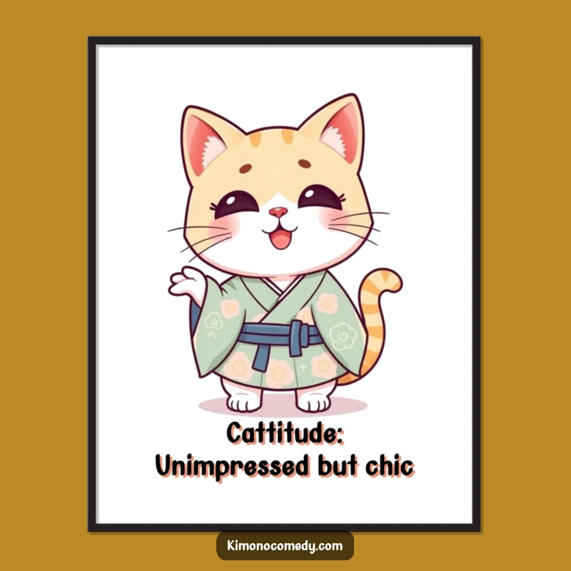 Funny Free Printable Wall Art: Kawaii Cat Shrug, Adorable Downloadable Decor