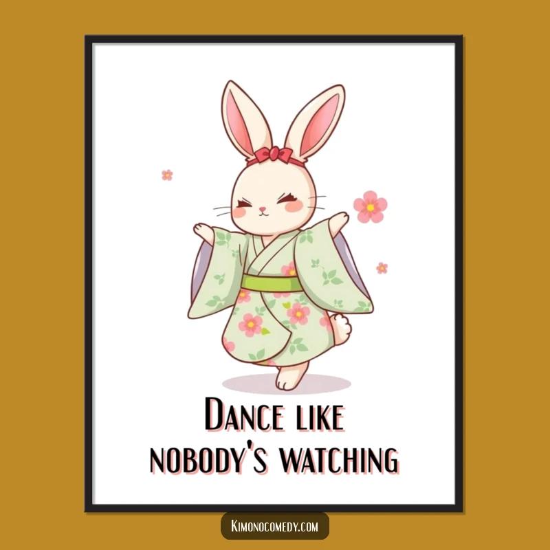 Free Printable Wall Art: Dancing Rabbit Kimono - Funny Downloadable Decor!