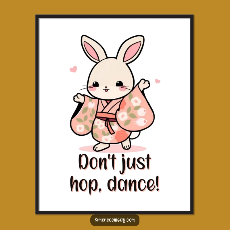 Free Printable Rabbit Art: Funny Kawaii Dance Wall Decor Downloadable Gift