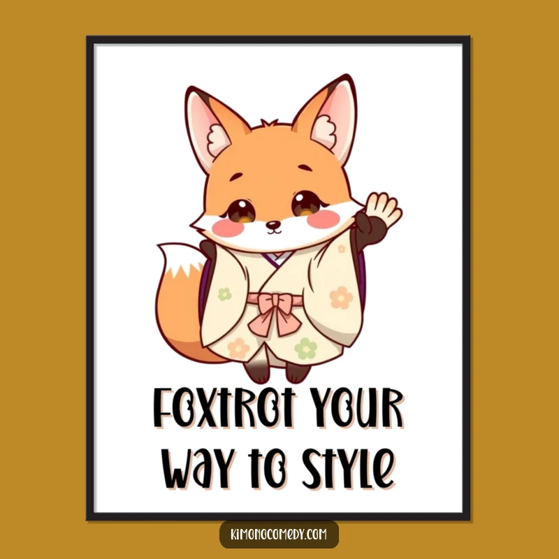 Free Printable Wall Art: Funny Fox Kimono Wave, Downloadable Decor for Whimsical Spaces