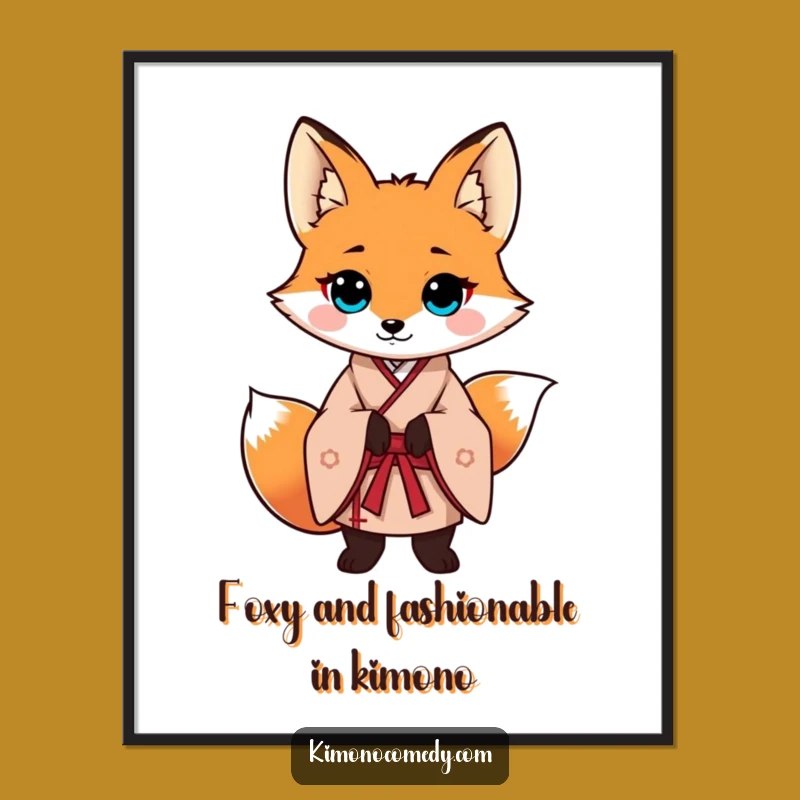 Funny Free Printable Wall Art: Confident Kimono Fox - Stylish Downloadable Art