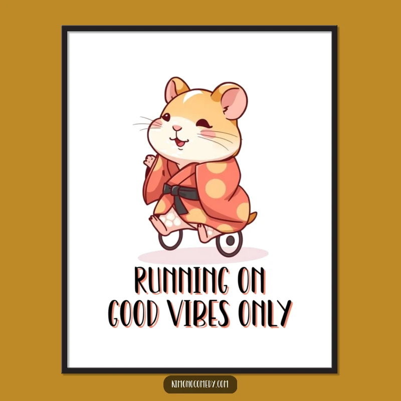 Free Printable Wall Art: Energetic Hamster Kimono Funny Downloadable Decor for Fun Homes