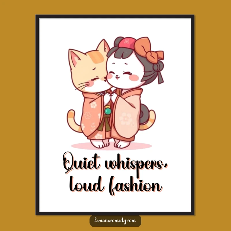 Free Printable Wall Art: Funny Kawaii Cat Kimono Secret - Hilarious Downloadable Decor