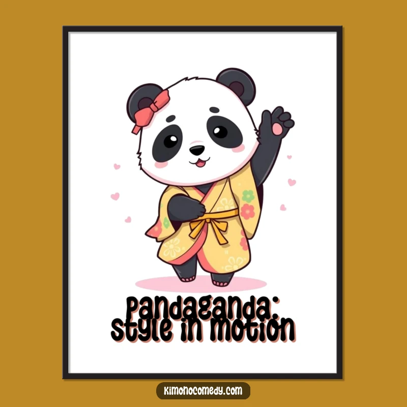 Free Printable Wall Art: Funny Panda Kimono Spin, Downloadable Decor for Quirky Homes