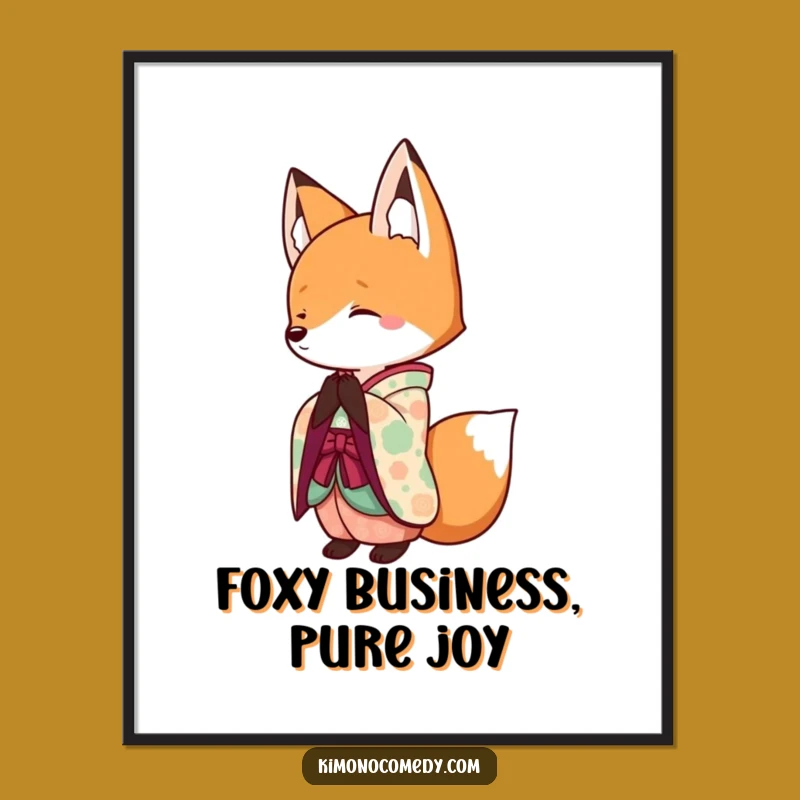 Free Printable Wall Art: Kawaii Fox Kimono Bow - Funny Downloadable Decor!