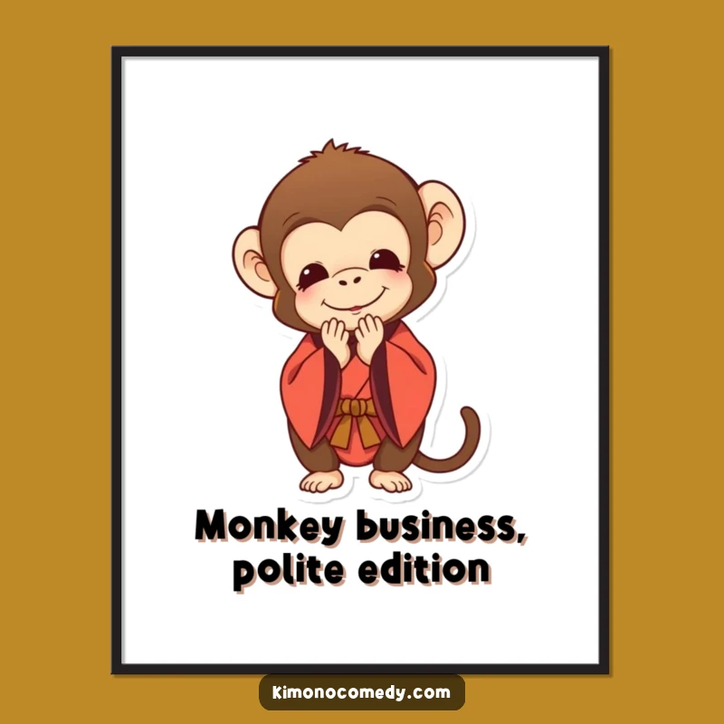 Free Printable Wall Art: Polite Monkey Bow Art, Funny Downloadable Decor