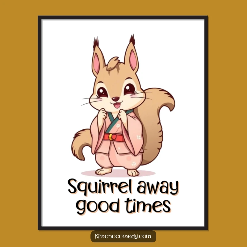 Free Printable Wall Art: Squirrel Kimono Pose - Funny Downloadable Decor!