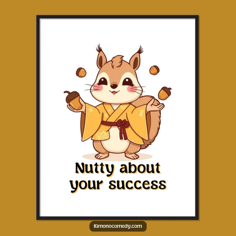 Funny Free Printable Squirrel Art: Playful Juggling Kimono, Downloadable Whimsical Decor