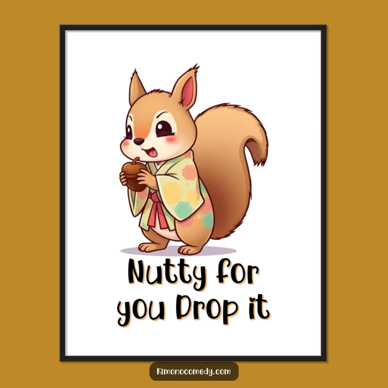 Free Printable Wall Art: Startled Squirrel's Acorn Moment, Funny Downloadable Decor