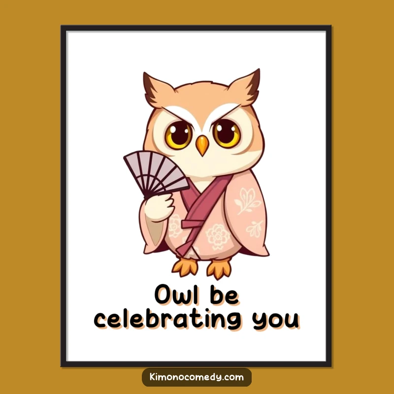 Free Printable Funny Owl Wall Art - Stylish Kimono Owl Downloadable Art Decor