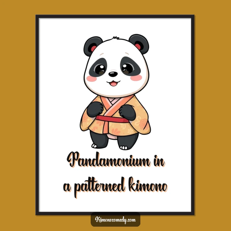 Funny Free Printable Wall Art: Silly Kimono Panda Wiggle - Fun Downloadable Art