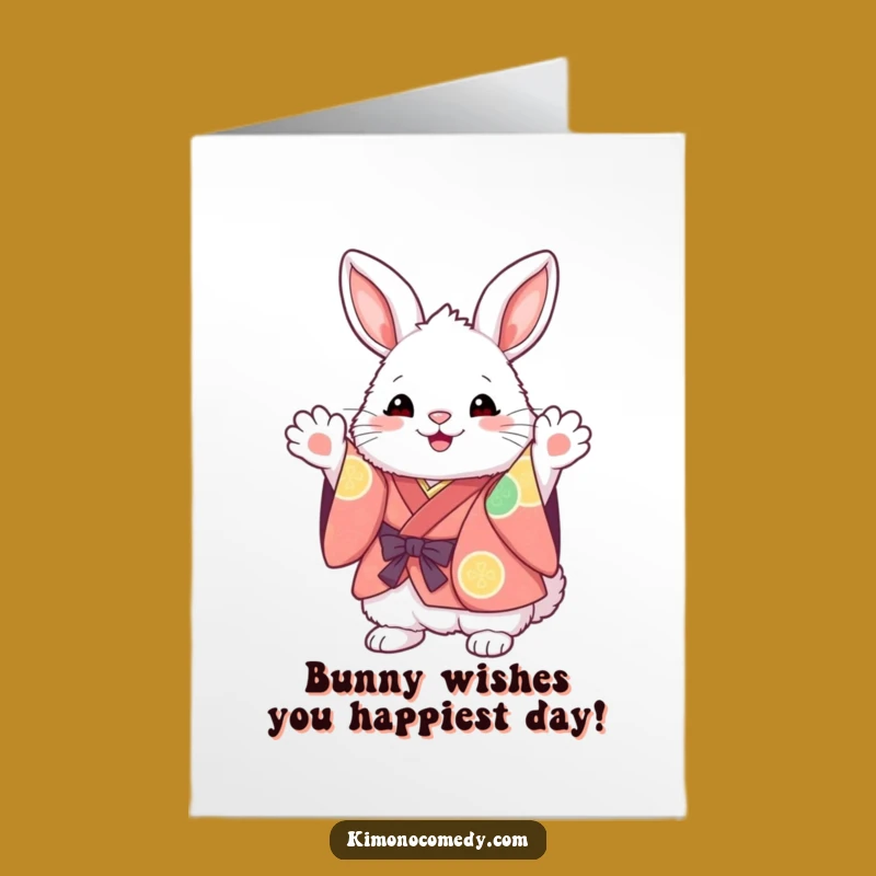 Free Printable Kawaii Bunny Kimono Birthday Card - Fluffy Fun Downloadable Gift