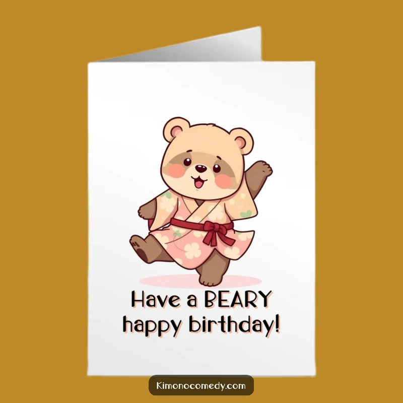 Free Printable Birthday Card: Clumsy Bear Cub Cartwheel, Funny Downloadable Gift
