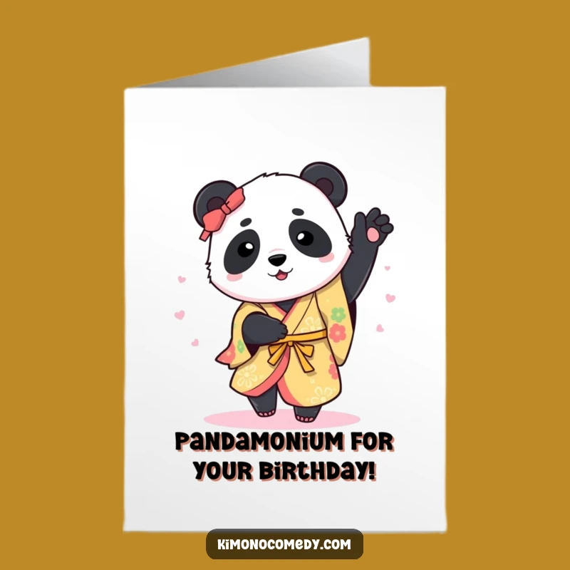 Free Printable Birthday Card: Funny Panda Spin Kimono, Downloadable Gift for Laughs