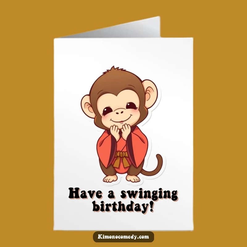 Free Printable Birthday Card: Monkey Bowing Polite, Funny Downloadable Gift Idea