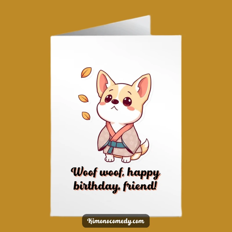 Free Printable Dog Birthday Card: Surprised Kimono Ears Downloadable