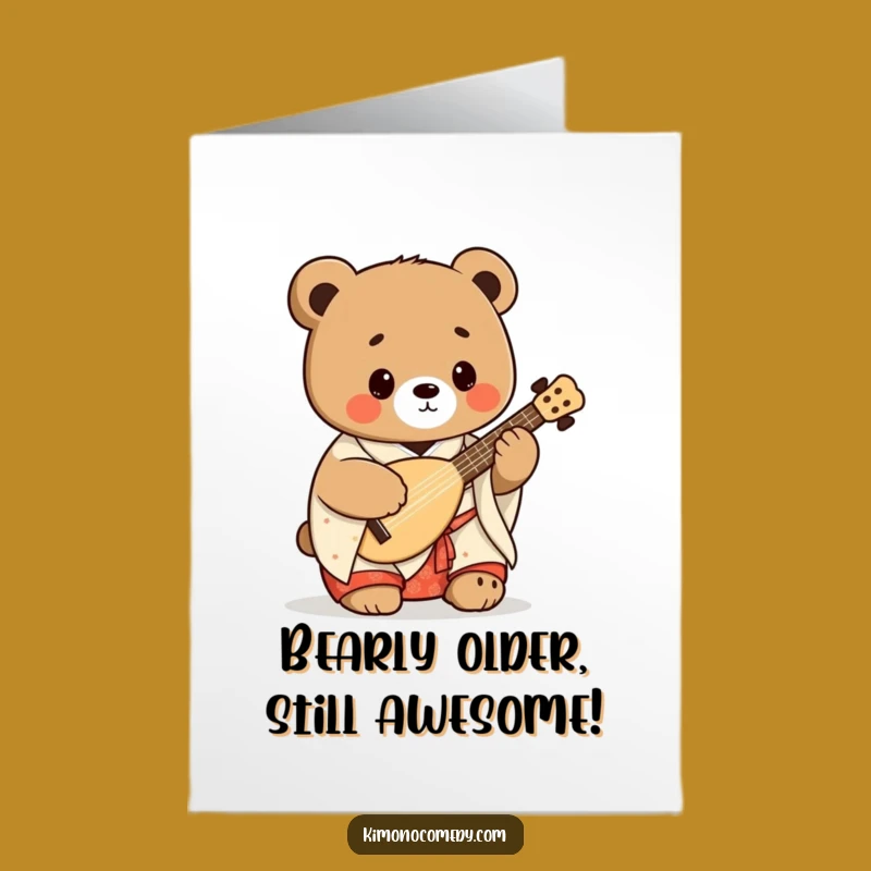 Free Printable Kawaii Bear Birthday Card: Funny Shamisen Player