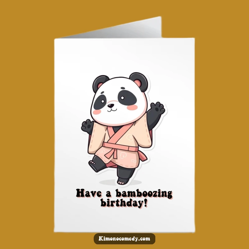 Free Printable Panda Kimono Birthday Card: Playful Panda Pose for a Funny Downloadable Gift